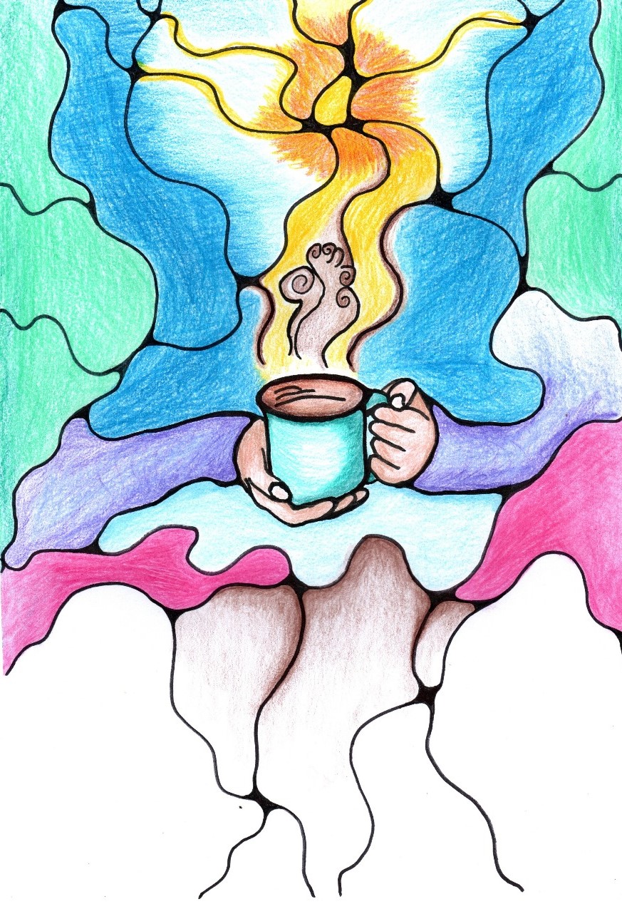 Completed neuro art mug page with color added