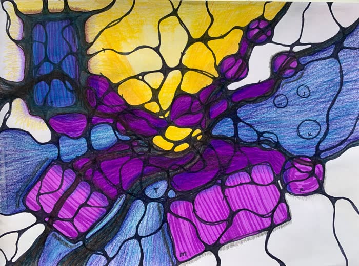 Illustration representing connection, warmth, and oxytocin release through art